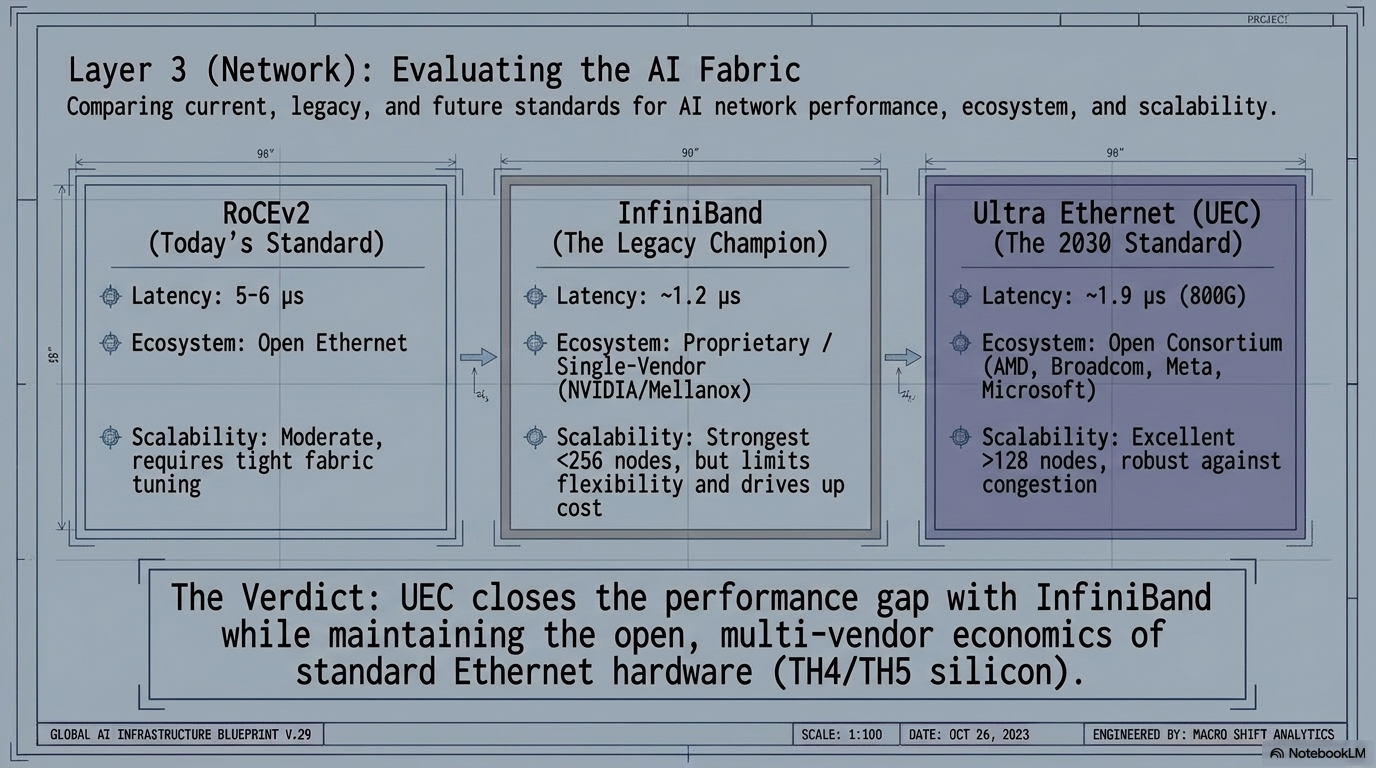Layer 3 (Network): Evaluating the AI Fabric (RoCEv2 vs InfiniBand vs UEC)